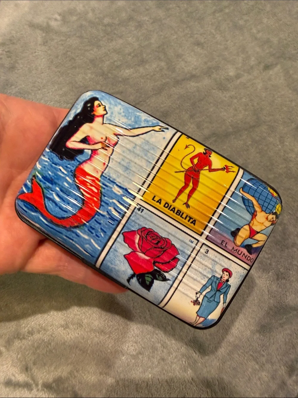 Loteria Print Crossbody Bag and Matching Card Holder